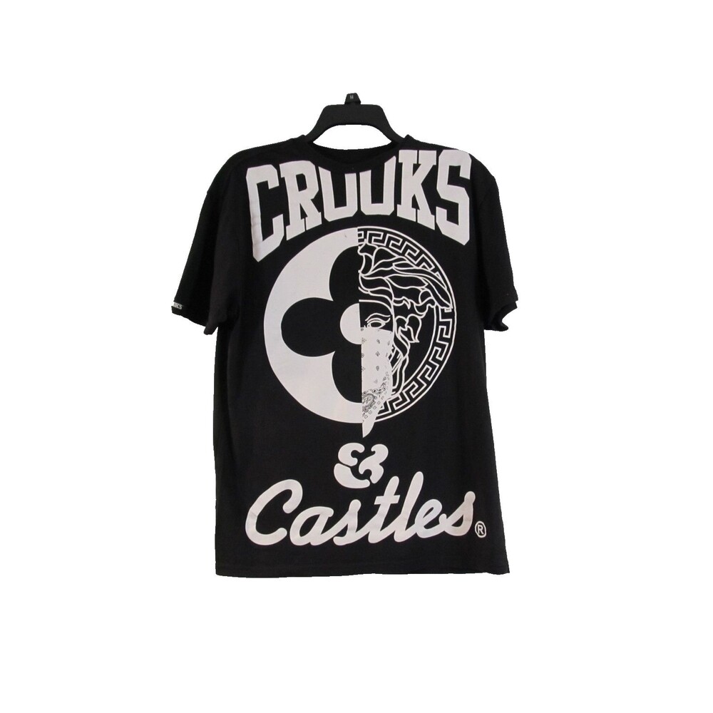 Crooks & Castles Men's Size Medium Black Graphic T-Shirt Medusa Logo Tee M